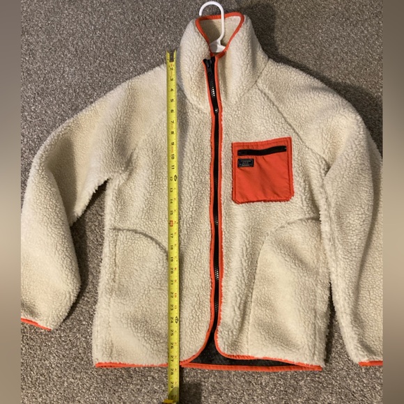 Abercrombie & Fitch Cream and Orange Fleece Sherpa Jacket, size small - Picture 6 of 7